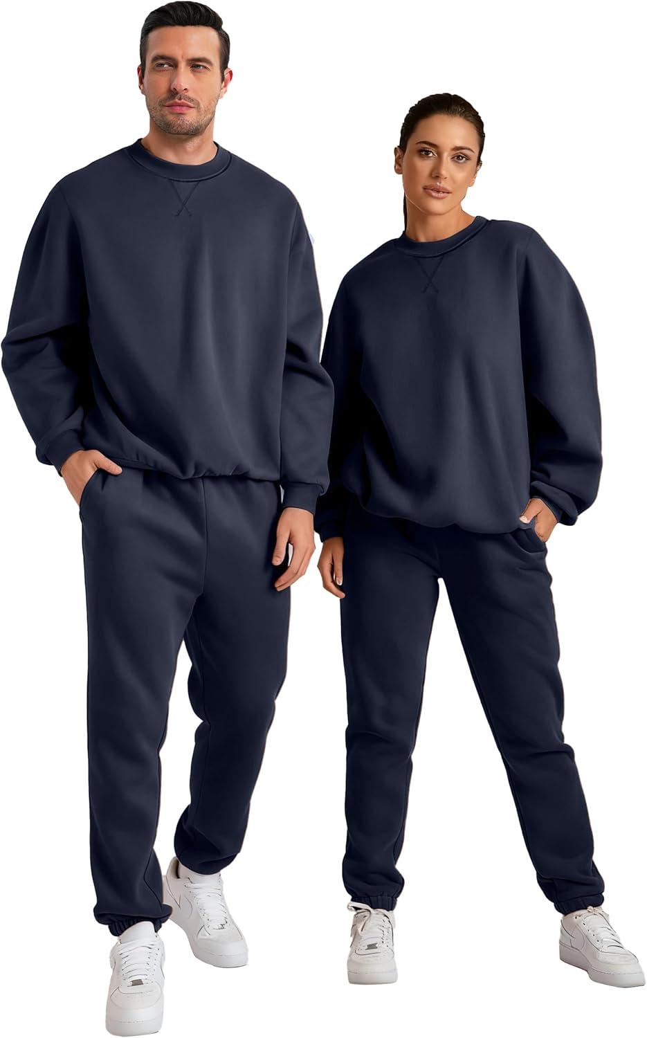 imageJMIERR Mens 2 Piece Outfits Crew Neck Sweatshirt Tracksuit ampamp Joggers Sweatpants Sweatsuit SetNavy Blue