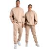 imageJMIERR Mens 2 Piece Outfits Crew Neck Sweatshirt Tracksuit ampamp Joggers Sweatpants Sweatsuit SetBeige