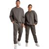 imageJMIERR Mens 2 Piece Outfits Crew Neck Sweatshirt Tracksuit ampamp Joggers Sweatpants Sweatsuit SetBrown