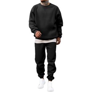 imageJMIERR Mens 2 Piece Outfits Crew Neck Sweatshirt Tracksuit ampamp Joggers Sweatpants Sweatsuit SetBlack