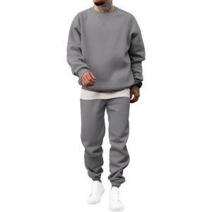imageJMIERR Mens 2 Piece Outfits Crew Neck Sweatshirt Tracksuit ampamp Joggers Sweatpants Sweatsuit SetMedium Grey