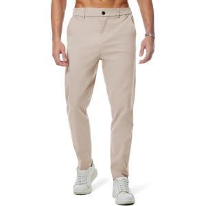 imageJMIERR Mens Chino Pants Casual Stretch Waist Tapered Trousers with PocketsE Apricot