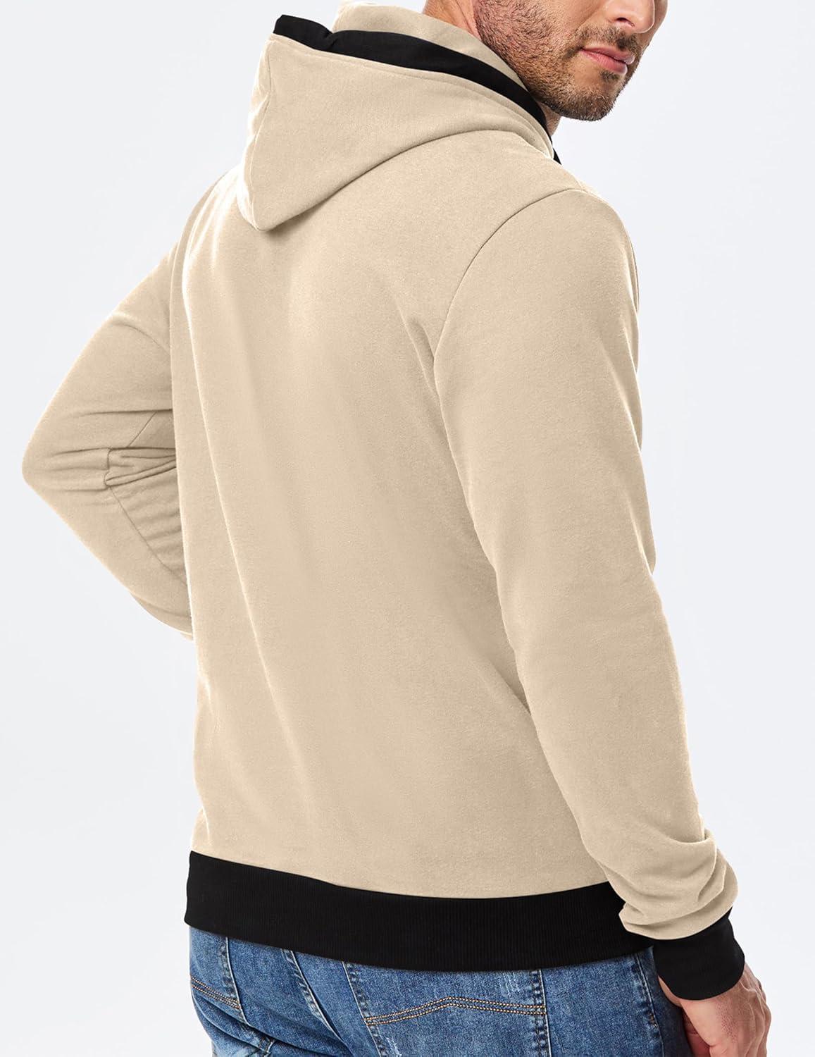 imageJMIERR Mens Cotton Casual Hoodies Sweatshirts Fashion Long Sleeve Drawstring Fleece Pullover Hoodie with PocketsApricot