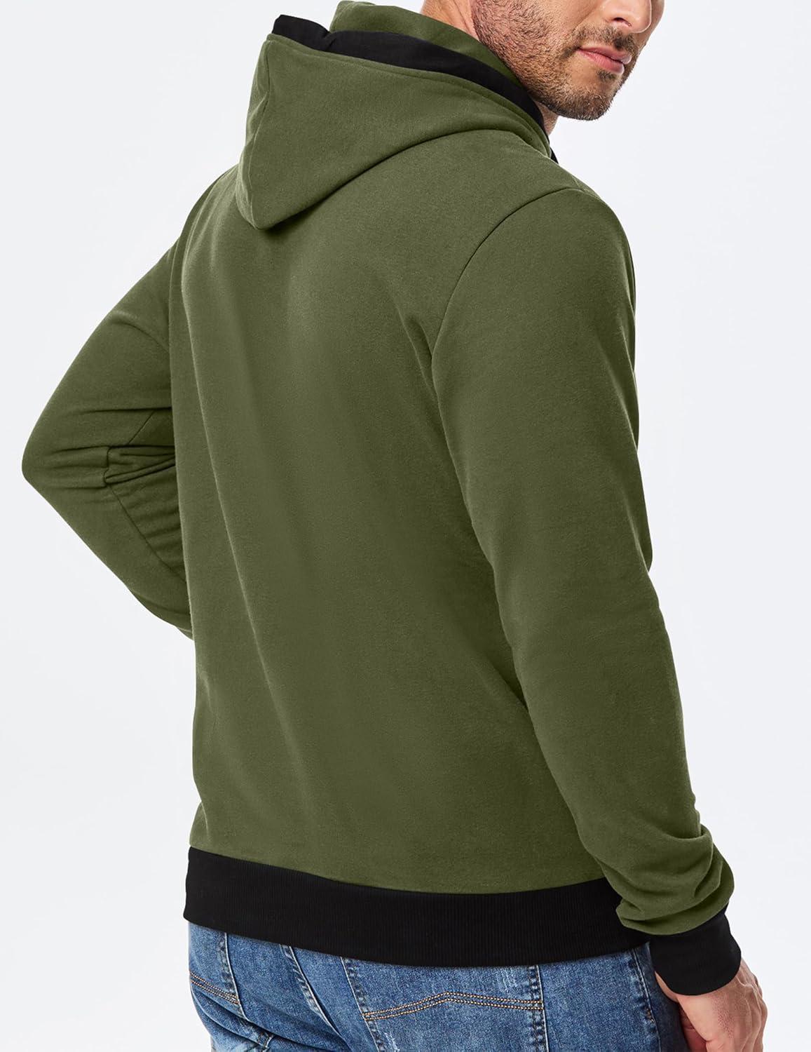 imageJMIERR Mens Cotton Casual Hoodies Sweatshirts Fashion Long Sleeve Drawstring Fleece Pullover Hoodie with PocketsB Green