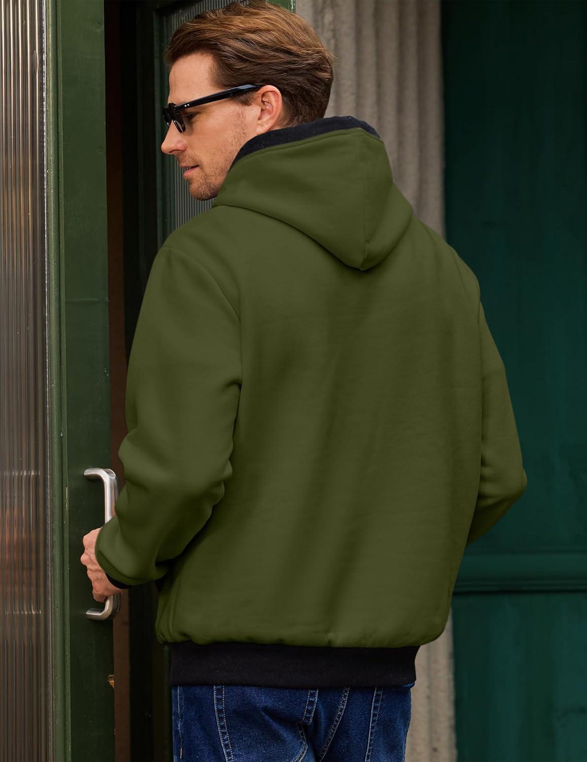 imageJMIERR Mens Cotton Casual Hoodies Sweatshirts Fashion Long Sleeve Drawstring Fleece Pullover Hoodie with PocketsB Green