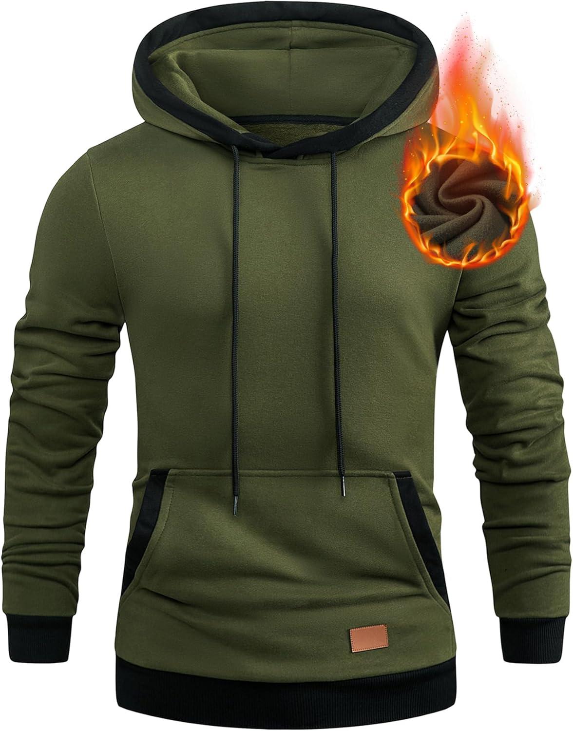 imageJMIERR Mens Cotton Casual Hoodies Sweatshirts Fashion Long Sleeve Drawstring Fleece Pullover Hoodie with PocketsB Green