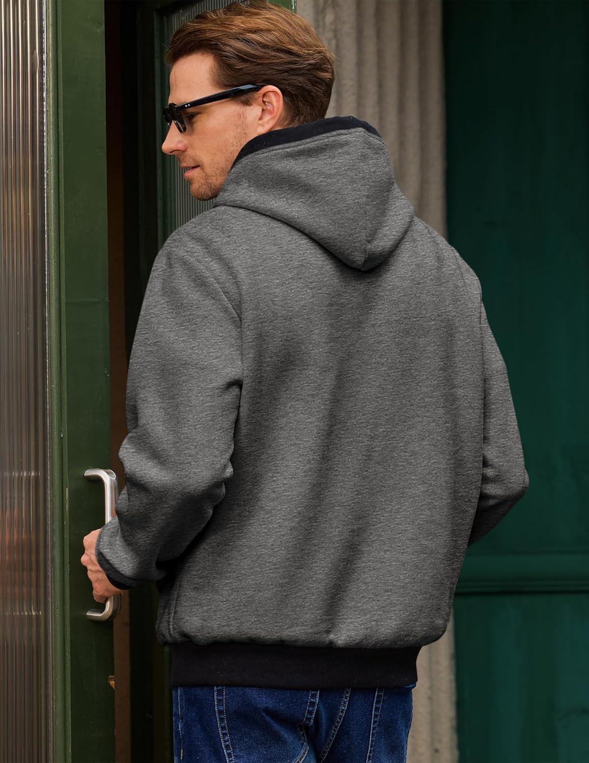 imageJMIERR Mens Cotton Casual Hoodies Sweatshirts Fashion Long Sleeve Drawstring Fleece Pullover Hoodie with PocketsB Grey