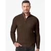 imageJMIERR Mens Cable Knit Pullover Sweater Casual Long Sleeve Stand Collar Button Knitted SweatersChocolate Brown