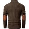 imageJMIERR Mens Cable Knit Pullover Sweater Casual Long Sleeve Stand Collar Button Knitted SweatersChocolate Brown