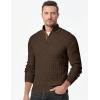 imageJMIERR Mens Cable Knit Pullover Sweater Casual Long Sleeve Stand Collar Button Knitted SweatersChocolate Brown
