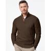 imageJMIERR Mens Cable Knit Pullover Sweater Casual Long Sleeve Stand Collar Button Knitted SweatersChocolate Brown