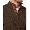 imageJMIERR Mens Cable Knit Pullover Sweater Casual Long Sleeve Stand Collar Button Knitted SweatersChocolate Brown