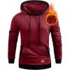 imageJMIERR Mens Cotton Casual Hoodies Sweatshirts Fashion Long Sleeve Drawstring Fleece Pullover Hoodie with PocketsB Red