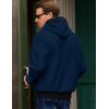 imageJMIERR Mens Cotton Casual Hoodies Sweatshirts Fashion Long Sleeve Drawstring Fleece Pullover Hoodie with PocketsNavy Blue