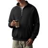imageJMIERR Mens Fleece Quarter Zip Pullover Sweater Casual Cotton Fall Winter Family Outfit Warm Mock Neck with Pockets0 Black
