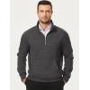 imageJMIERR Mens Fleece Quarter Zip Pullover Sweater Casual Cotton Fall Winter Family Outfit Warm Mock Neck with Pockets1 Dark Grey