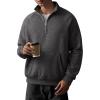 imageJMIERR Mens Fleece Quarter Zip Pullover Sweater Casual Cotton Fall Winter Family Outfit Warm Mock Neck with Pockets1 Dark Grey