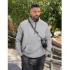 imageJMIERR Mens Fleece Quarter Zip Pullover Sweater Casual Cotton Fall Winter Family Outfit Warm Mock Neck with Pockets1 Grey