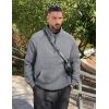 imageJMIERR Mens Fleece Quarter Zip Pullover Sweater Casual Cotton Fall Winter Family Outfit Warm Mock Neck with Pockets1 M Grey