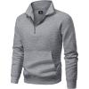 imageJMIERR Mens Fleece Quarter Zip Pullover Sweater Casual Cotton Fall Winter Family Outfit Warm Mock Neck with Pockets1 M Grey