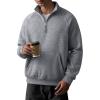 imageJMIERR Mens Fleece Quarter Zip Pullover Sweater Casual Cotton Fall Winter Family Outfit Warm Mock Neck with Pockets1 M Grey
