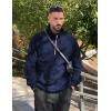 imageJMIERR Mens Fleece Quarter Zip Pullover Sweater Casual Cotton Fall Winter Family Outfit Warm Mock Neck with PocketsA Blue