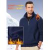 imageJMIERR Mens Fleece Quarter Zip Pullover Sweater Casual Cotton Fall Winter Family Outfit Warm Mock Neck with PocketsA Blue