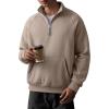 imageJMIERR Mens Fleece Quarter Zip Pullover Sweater Casual Cotton Fall Winter Family Outfit Warm Mock Neck with PocketsB Dark Beige