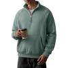imageJMIERR Mens Fleece Quarter Zip Pullover Sweater Casual Cotton Fall Winter Family Outfit Warm Mock Neck with PocketsB Green 01