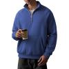 imageJMIERR Mens Fleece Quarter Zip Pullover Sweater Casual Cotton Fall Winter Family Outfit Warm Mock Neck with PocketsC Blue 01