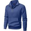imageJMIERR Mens Fleece Quarter Zip Pullover Sweater Casual Cotton Fall Winter Family Outfit Warm Mock Neck with PocketsC Blue 01