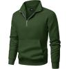 imageJMIERR Mens Fleece Quarter Zip Pullover Sweater Casual Cotton Fall Winter Family Outfit Warm Mock Neck with PocketsC Green