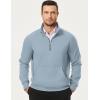 imageJMIERR Mens Fleece Quarter Zip Pullover Sweater Casual Cotton Fall Winter Family Outfit Warm Mock Neck with PocketsC Light Blue