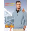 imageJMIERR Mens Fleece Quarter Zip Pullover Sweater Casual Cotton Fall Winter Family Outfit Warm Mock Neck with PocketsC Light Blue