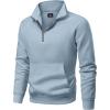 imageJMIERR Mens Fleece Quarter Zip Pullover Sweater Casual Cotton Fall Winter Family Outfit Warm Mock Neck with PocketsC Light Blue