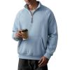 imageJMIERR Mens Fleece Quarter Zip Pullover Sweater Casual Cotton Fall Winter Family Outfit Warm Mock Neck with PocketsC Light Blue