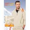 imageJMIERR Mens Fleece Quarter Zip Pullover Sweater Casual Cotton Fall Winter Family Outfit Warm Mock Neck with PocketsC Offwhite
