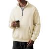 imageJMIERR Mens Fleece Quarter Zip Pullover Sweater Casual Cotton Fall Winter Family Outfit Warm Mock Neck with PocketsC Offwhite