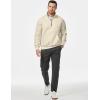 imageJMIERR Mens Fleece Quarter Zip Pullover Sweater Casual Cotton Fall Winter Family Outfit Warm Mock Neck with PocketsC Offwhite