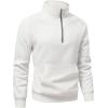 imageJMIERR Mens Fleece Quarter Zip Pullover Sweater Casual Cotton Fall Winter Family Outfit Warm Mock Neck with PocketsC White