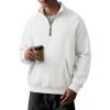 imageJMIERR Mens Fleece Quarter Zip Pullover Sweater Casual Cotton Fall Winter Family Outfit Warm Mock Neck with PocketsC White