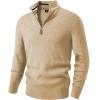 imageJMIERR Mens Quarter Zip Pullover Sweaters Casual Long Sleeve Fall Knit Texture SweaterBeige