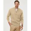 imageJMIERR Mens Quarter Zip Pullover Sweaters Casual Long Sleeve Fall Knit Texture SweaterBeige