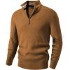 imageJMIERR Mens Quarter Zip Pullover Sweaters Casual Long Sleeve Fall Knit Texture SweaterBrown