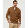 imageJMIERR Mens Quarter Zip Pullover Sweaters Casual Long Sleeve Fall Knit Texture SweaterBrown