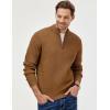 imageJMIERR Mens Quarter Zip Pullover Sweaters Casual Long Sleeve Fall Knit Texture SweaterBrown
