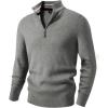 imageJMIERR Mens Quarter Zip Pullover Sweaters Casual Long Sleeve Fall Knit Texture SweaterGrey