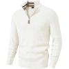 imageJMIERR Mens Quarter Zip Pullover Sweaters Casual Long Sleeve Fall Knit Texture SweaterWhite