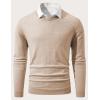 imageJMIERR Mens Wool Blend Classic Crew Neck Casual Fall SweatersBeige