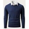 imageJMIERR Mens Wool Blend Classic Crew Neck Casual Fall SweatersNavy Blue